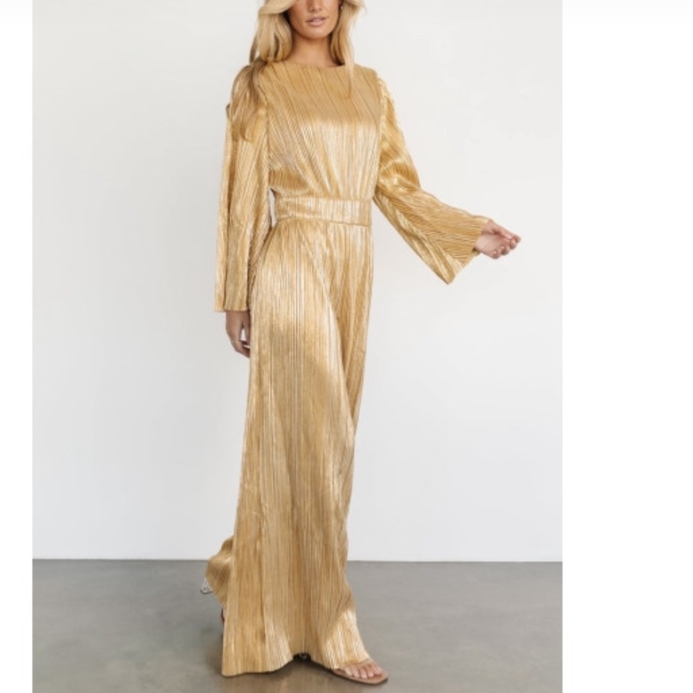 La Rambla Pleated Jumpsuit | Gold -Small